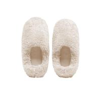 Generisch Fleece Lined Slippers for Indoor and Outdoor Use with Sole for Warm Comfort Cosy Feeling During the Winter Season, White, 5 UK
