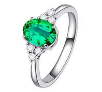 Generisch Flexible Rings Women's Ring Ruby Blood 18 Carat Gold-Plated Yellow Diamond Rings Model Making Rings (Green, 7)