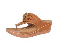 Generisch Flip Flops Elegant Women's Wedge Sandals Arch Support Orthopaedic Slippers Non-Slip Slippers Lightweight Toe Separator Comfortable Slip-On Walking Shoes with Soft Foot Bed Beach Shoes, brown