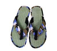 Generisch Flip Flops Men's Summer Matte Bottom Pan Breathable Grass Woven Base Pan Bathing Shoes Women's Bathing Shoes Summer Beach Original Cosy Slides, blue, 8.5 UK