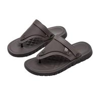 Generisch Flip Flops Men's Synthetic Leather Bathing Sandals Comfy Wide Feet Slippers Arch Support Sandals Summer Beach Toe Separator Non-Slip Flip Flops Soft Flat Foot Bed Mules, gray, 10 UK