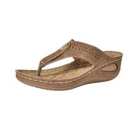 Generisch Flip Flops Women's Leather Toe Separator with Arch Support for Summer Beach Women Comfortable Yoga Mat Thong Sandals for Plantar Fasciitis Beach Shoes Holiday Slippers, brown, 4 UK