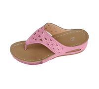 Generisch Flip Flops Women's Orthopaedic Leather Toe Separator with Arch Support for Slippers Summer Women Comfortable Yoga Mat Sandals Plantar Fasciitis Orthopaedic Slippers Beach Shoes, pink, 6 UK