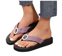 Generisch Flip Flops Women's Swimming Slides Rhinestone Boho Slides Elegant Barefoot Sandals with Footbed Flip Flops Peep Toe Women's Sandals Wide H Mules Bath Slippers Summer Shoes