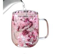 Generisch Flower Tea with Handle Dried Double Walled Clear Drinking Vessels - Drinking Vessels for Tea - For Winter Garden Balcony Park Home Picnic Camping Party Whisky Milk