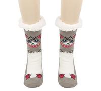 Generisch Fluffy winter slippers socks with non-slip sole for ultimate comfort, cosy warmth on cold days in the house, gray, One Size