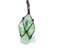 Generisch Fluorite Crystal Pendant - Natural Necklace | Pendelo Reiki Manual Wiring | Hexagonal Spiritual Fashion Energy Accessory, Men's Gift, Daily Meditation