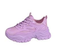 Generisch Flying Weaving Women's Trainers, Winter Fashion, Round Head, Lace-Up Shoes, Casual Shoes with Thick Sole, Running Shoes, purple, 8.5 UK