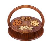 Generisch Foldable Fruit Basket - Wooden Bread Basket | Storage Basket for Table for Nuts | For Snacks Kitchen Living Room Bedroom Office Dorm Hotel Restaurant
