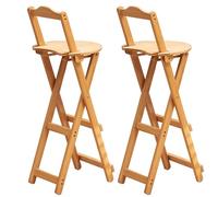 Generisch Folding Wooden Bar Stool with Backrest Portable High Stool for Camping Kitchen Cafe 75cm Ideal for Outdoor Use