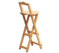 Generisch Folding Wooden Bar Stool with Backrest Portable High Stool for Camping Kitchen Cafe 75cm Ideal for Outdoor Use