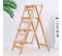Generisch Folding Wooden Step Ladder - Multifunctional 4 Step Portable Step Ladder for Kitchen and Household, Compact Design, Space Saving for Easy Storage