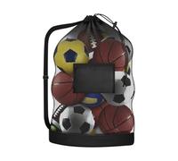 Generisch Football Bag - High Performance Football Mesh Net for Athletes, Youth Training with Multi Functional Storage, Sports Equipment Bag for Teenagers of Women, Black, Travel Use