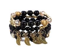 Generisch For Steel Couple 4 Stackable Jewelry Men and Women Multilayer Stretch Bracelet Multicolor Jewelry Set Natural Blue Mom In Bracelet, one size, Glass