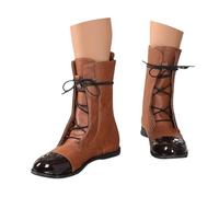 Generisch For Women Women Ladies British Style Mid-Calf Casual Lace Up Ankle Boots Low Heel Comfortable Slip On Casual Military, brown, 9 UK