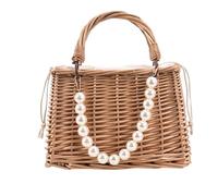 Generisch For Women's Willow Basket, Stylish Summer Ribbon Tote Bag, Braided Beach Bag, for Music Festival, Holiday, Dating, Commuting, Pool, Lipsticks, Purse, Combs, Sunglasses, Phone, pearl, Siehe