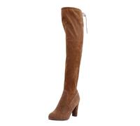 Generisch Foreign Trade New Plus Size Long Boots for Women High Heeled Pointed Over the Knee Boots with Lacing Back, brown, 8.5 UK