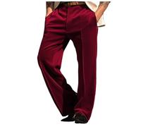 Generisch Formal Suit Jacket Blazer Men Dress Pants Casual Pants Velvet Pants Front Pocket Straight Leg Grid Comfort Business Daily Holiday Velvet Fashion Modern Trousers, Wine Red, XL