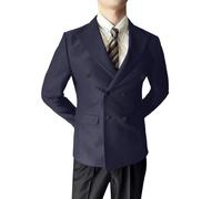 Generisch Formal Suit Work Suit Jacket 2025 Blazer Men's Double Breasted Linen Suit 2-Piece Linen Suits Slim Fit Wedding Beach Leisure Suit, gray, XL