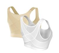 Generisch Forme Science Posture Corrector Bra for Women Front Closure Non-Wired Back Support Full Coverage Sports Bra 2 Pack