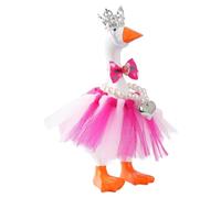 Generisch Four 7 Table Goose Costumes, Ballet Skirt with Heart-Shaped Crystal Belt Chain, Goose Statue, Pet Clothes Decoration for Home Party (White, 20 cm)