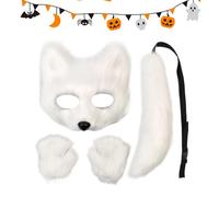 Generisch Fox Costume - Adjustable Halloween Outfit, Funny Animal Costume Face with Tail Set for Party, Celebration, Event, Masquerade Ball, Convention, Carnival, Holidays, Adults, Teenagers