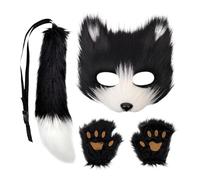Generisch Fox Face and Tail Set, Adjustable Halloween Outfit, Women's Fox Cosplay Face and Tail for Carnival, Party Photography, Girls, Adults