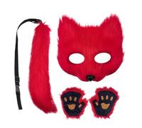 Generisch Fox Face Mask and Tail, Halloween Cosplay Costume, Women's Fox Cosplay Face Mask and Tail for Girls, Teenagers, Adults, Masquerade Ball, Party, Carnival