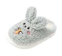 Generisch Frauen Slip On Furry Flat Winter Round Toe Keep Warm Slippers Schuhe Mit Women's, grey, 5 UK