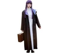 Generisch Freezing Costume Women's Cosplay Costume Anime Freezing Beyond Journey's End Full Set White Cape Skirt Uniform with Tights Belt Ears Halloween Outfit Adults (Fern, M)