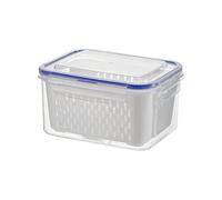 Generisch Fridge Fruit Container, 4 in 1 Airtight Transparent Organizer with Removable Strainer, Berry Washing Container, Food Storage Box, Kitchen, Pantry, Picnic, Travel