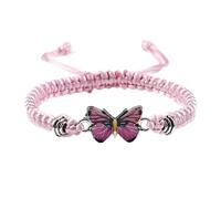 Generisch Friendship Bracelet Kids 2 Pieces Adjustable Cord Butterfly Bracelets for Women Cute Butterfly Charm Bracelets Black Watch with Leather Strap, one size, Wire rope, No Gemstone