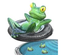 Generisch Frog Figurine - Floating Frog Decoration | Lying on Hoop Animal Sculpture Photo Prop for Garden Patio Balcony Pool Backyard