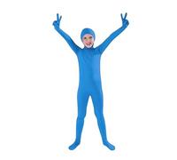 Generisch Full Body Catsuit Stage Costume, Seamless Stretchy Bodysuit for Cosplay Performance, Face Cover Design (Blue, 130)