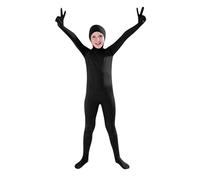 Generisch Full Body Catsuit Stage Costume, Seamless Stretchy Bodysuit for Cosplay Performance, Face Cover Design (Black, 110)