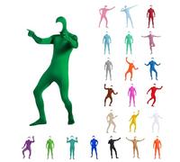 Generisch Full Body Suit for Men and Women, Greenscreen Suit, Lorax Costume, Halloween, Carnival, Orange, Full Body Slenderman Costume, Bodysuit, Open Face Cosplay Jumpsuit, Unisex, A4 green, S