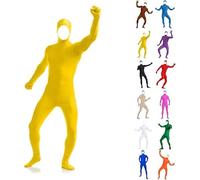 Generisch Full Body Suit Unisex for Men and Women - Green Screen Suit Halloween Carnival Costume, Orange Lorax Slenderman Bodysuit, Open Face Cosplay Jumpsuit Second Skin Jumpsuit Adult (Yellow, L)