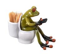 Generisch Funny Frog Statue - Creative Garden Decoration, Sit On The Toilet | Resin Craft Desktop Sculpture Figure Home Gardening Ornaments For Garden Indoor Outdoor Novelty Animal Piece Case