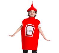 Generisch Funny Halloween Costumes, Soft, Breathable Ketchup Outfit, Children's Halloween Outfit with Zip, Suitable for Celebrations, Holidays, Parties, Dance, Performances, Cosplay and