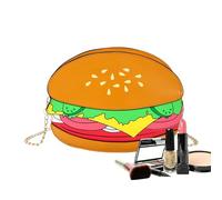 Generisch Funny Handbag - Hamburger Bag | Cute Shoulder Handbag for Travel, School, Shopping, Work, Casual, Daily Life, Faux Leather, Unisex, Round, 1 Piece, Hamburger, see description, See