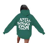 Generisch Funny Social Dog Mom Hoodie for Dog Lovers, Perfect for Dog Owners Private Jumper, Dark green, L