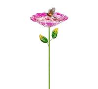 Generisch Garden Bird Bath - Flower-shaped Colourful Bird Bath with Metal Rods, Outdoor Garden Bath Bowl and Feeding Station, for the Yard the Patio, Balcony, Backyard and as Outdoor Decoration
