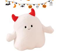 Generisch Ghost Cushion - Plush Cuddly Toy - Cute Ghost Cushion with Pumpkin Hat or Devil Horns for Sofa, Bed, Living Room, Bedroom, Fireplace, etc.