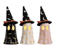 Generisch Ghost Statues and Figures, Scary Halloween Jewellery, Ghost Figure with Witch Hat for Desk, Fireplace Shelf, Home Accessory