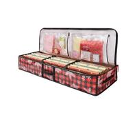 Generisch Gift Wrap - Container Holder for Stationery | Huge Trunks with Straps & Inner Mesh Pouches, Dustproof Fabric Box for Closet, College Dorm, Attic and Bedroom