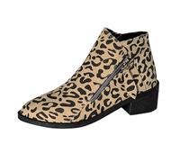 Generisch Girls 33 Waterproof Heel Side Zip Fashionable All Short Boots High Heels Shoes Women Patent, khaki, 8.5 UK