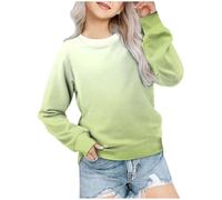 Generisch Girls' Autumn and Winter Long Sleeve Sweatshirt with Crew Neck and Gradient Print without Hood Beautiful Things for Teenage Girls, Light green, 11-12 Years