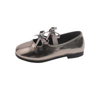 Generisch Girls' Ballerinas Festive Decorated with Shiny Bow - Elegant Clasp Shoes in Metallic Look | Comfortable Flat Shoes for Special Occasions, style_s02 brown, 10 UK Child