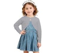 Generisch Girls Cardigan Pullover Shawl Collar Short Top Outerwear for Autumn Season, gray, 8-9 Jahre