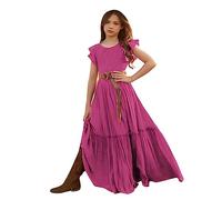 Generisch Girls' Dress Elegant Summer Dress Lace Toddler Princess Evening Dress Leisure Children's Costumes Flower Dress Clothes Party Outfit Princess Dress For Holiday Everyday, Hot Pink, 8 Years